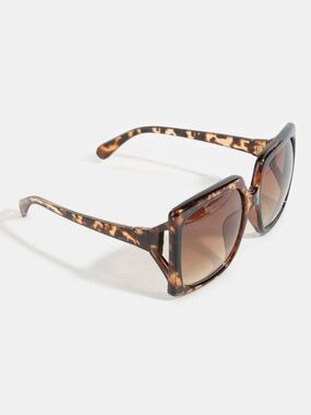 Thick Acetate Frame Square Sunglasses (P7197AP) Brown Print